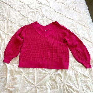NWOT Zenana Hot Pink Knitted Oversized Valentine’s Sweater Size M